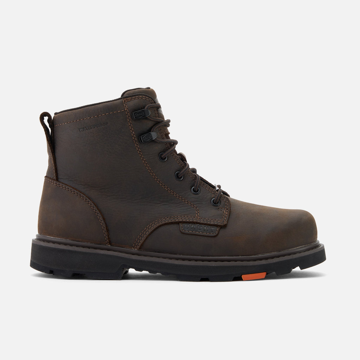 Right side of the BRUNT 6 inch waterproof sullivan work boot in dark brown