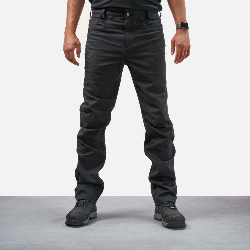 Front of BRUNT water resistant stretch torra work pant in black