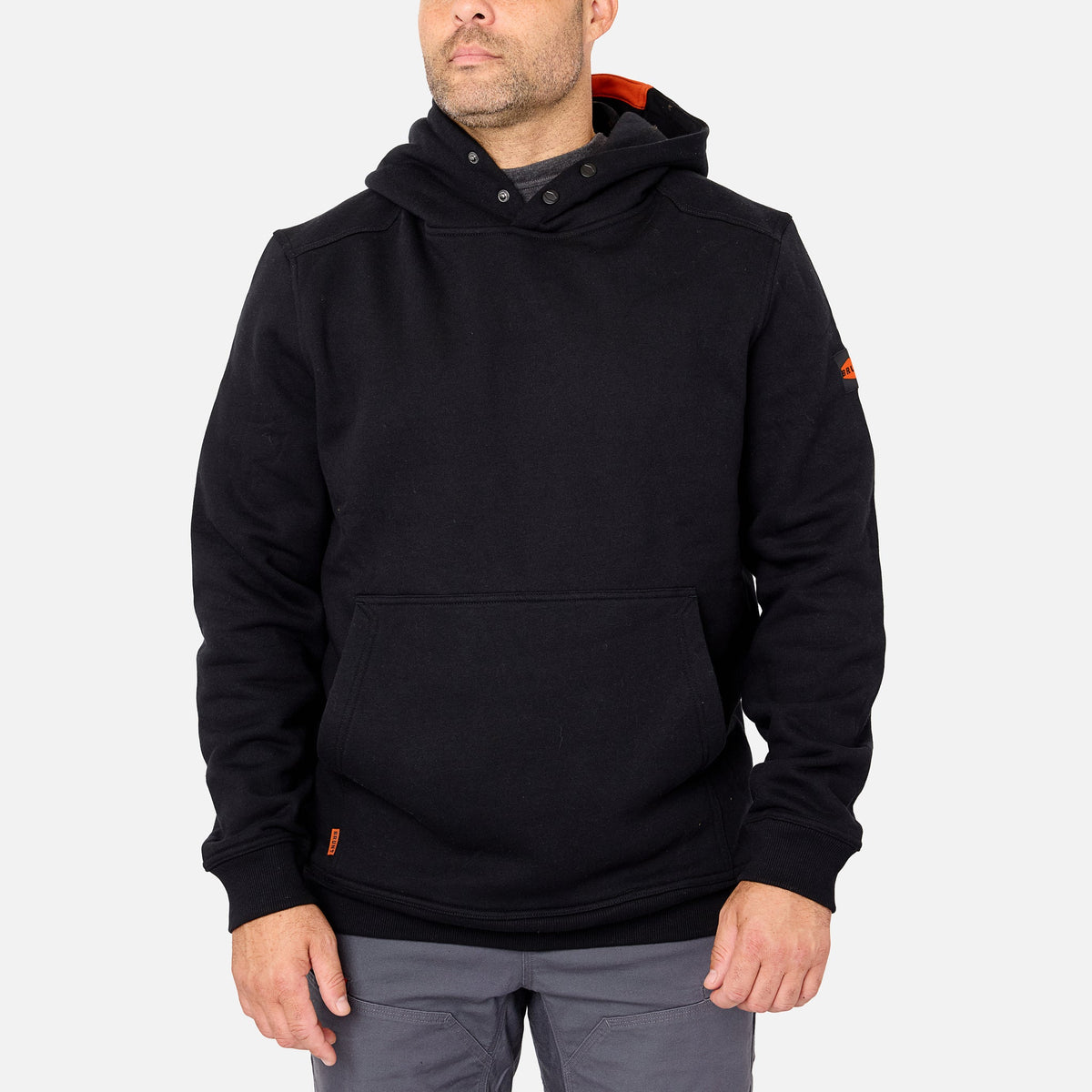 Front of the BRUNT water resistant shevlin work hoodie in black