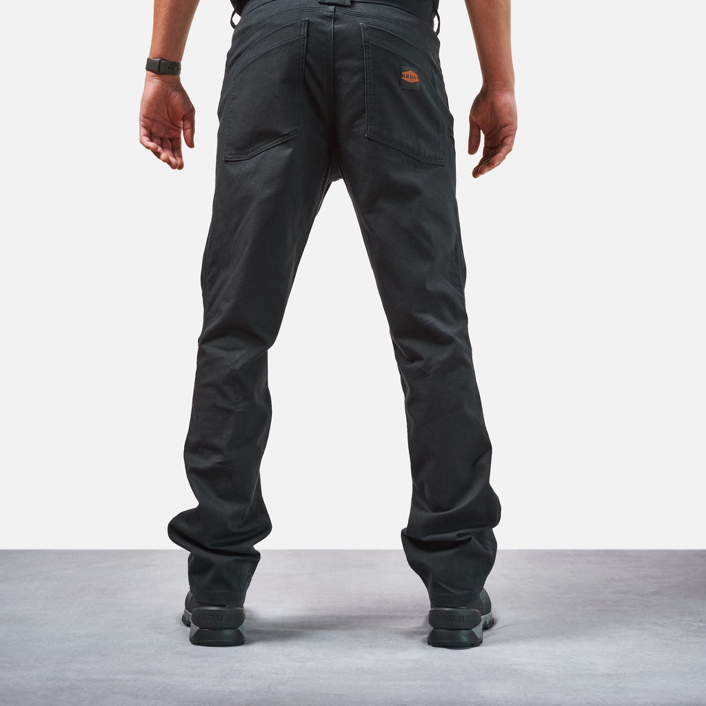 Back of BRUNT water resistant stretch torra work pant in black
