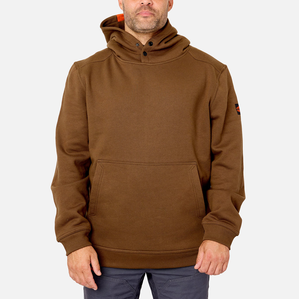 Front of the BRUNT water resistant shevlin work hoodie in brown