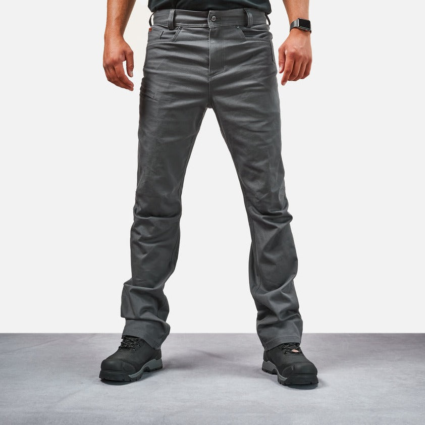 Front of BRUNT water resistant stretch torra work pant in charcoal
