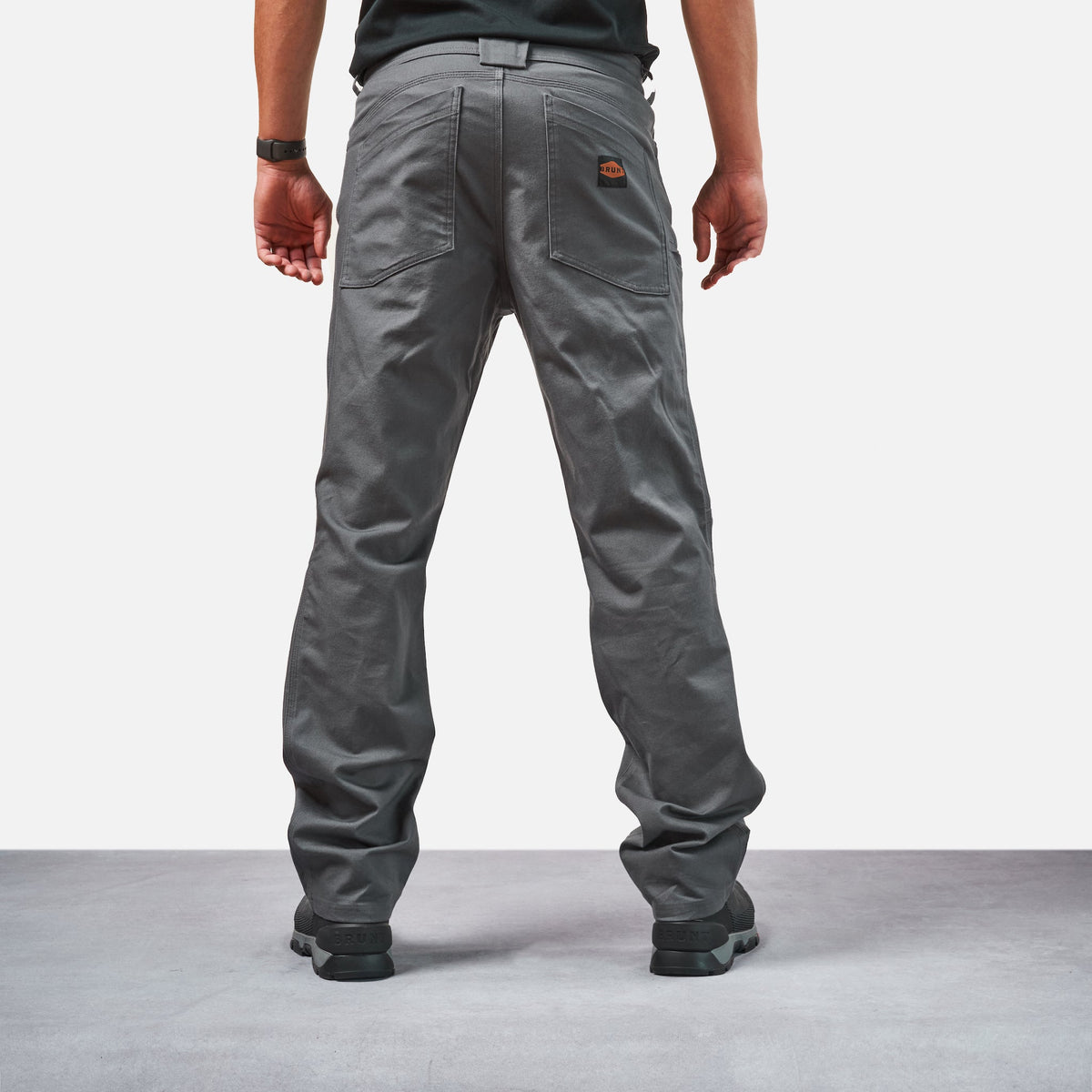 Back of the BRUNT water resistant lined torra work pant in charcoal * 1