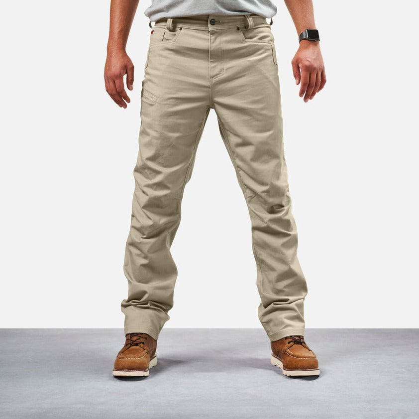 Front of BRUNT water resistant stretch torra work pant in khaki