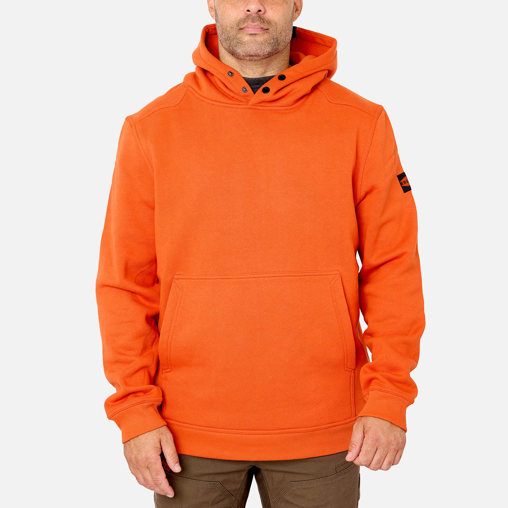 Front of the BRUNT water resistant shevlin work hoodie in BRUNT orange