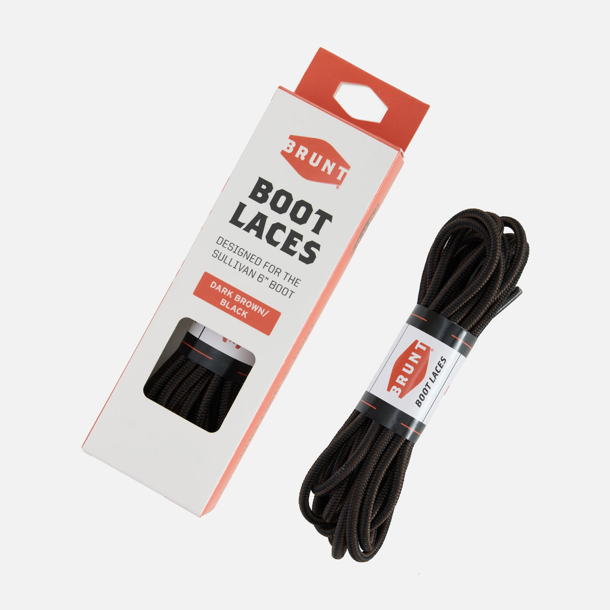 View 1 BRUNT sullivan 6 inch replacement laces and laces in packaging in dark brown/black
