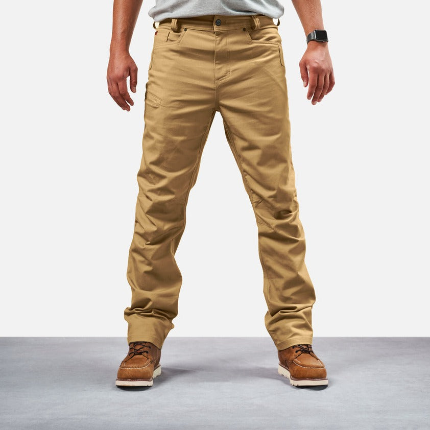 Front of BRUNT water resistant stretch torra work pant in tan